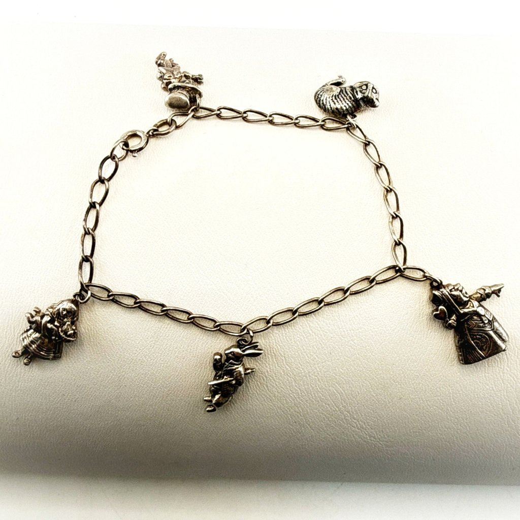 Mma Bracelet Alice In Wonderland Sterling Silver 1991 Mad Hatter Rabbit Cat Nypl